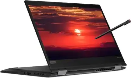 Ordinateur portable Lenovo avec écran tactile, stylet inclus, idéal pour le travail et le divertissement, technologie innovante et design élégant, parfait pour la productivité et la créativité.