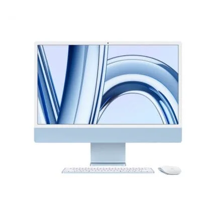 Ordinateur tout-en-un modern avec écran large, clavier et souris sans fil pour productivité et design élégant, idéal pour le travail et les loisirs.