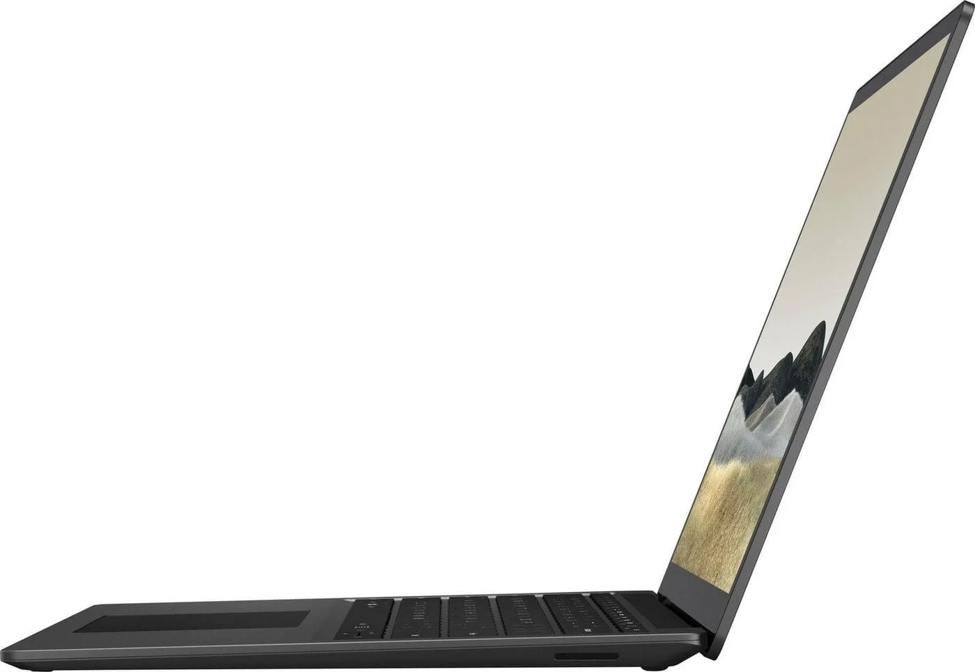 Ordinateur portable noir avec écran moderne affichant une paysage naturel, idéal pour la vente de produits technologiques en liquidation chez DestockAfric.