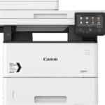 Impression multifonction couleur Canon avec écran tactile et connectivité réseau.