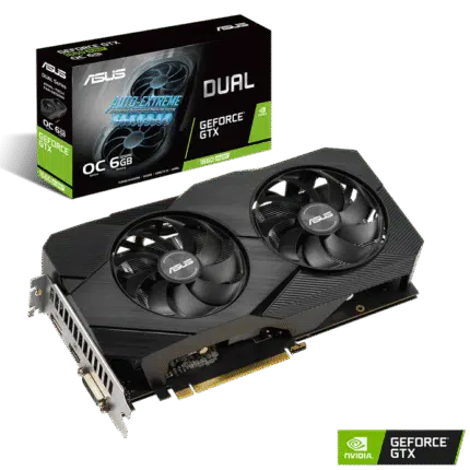 ASUS GeForce GTX 1660 Super carte graphique avec refroidissement efficace, idéale pour gaming et création de contenu. Compatible avec les dernières technologies NVIDIA pour une performance optimale.