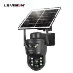 Caméra de surveillance solaire avec panneau solaire intégré pour sécurité extérieure, surveillance à énergie solaire, idéale pour la sécurité domestique et commerciale.