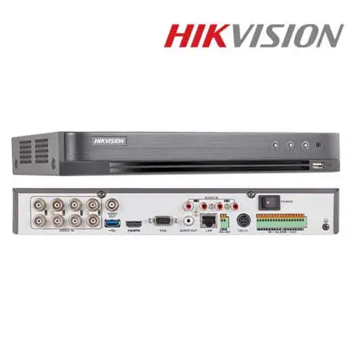 HIKVISION enregistreur vidéo numérique, matériel de surveillance CCTV, interface HDMI, port LAN, pour systèmes de sécurité professionnels.