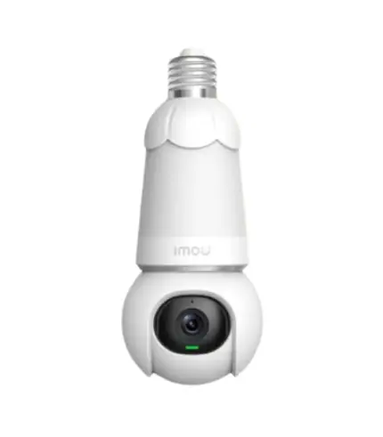 Caméra de surveillance innovante en forme d'ampoule LED, sécurité domestique et monitoring à distance, compatible Wi-Fi, facile à installer, vidéo HD, détection de mouvement, design moderne blanc.