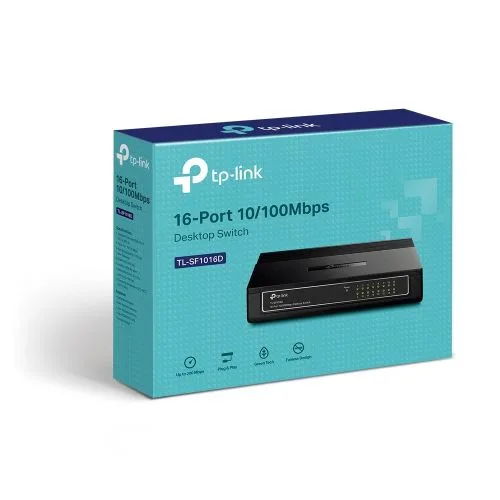 16 ports switch Ethernet TP-Link, connectivité réseau fluide, vitesse 10/100 Mbps, idéal pour bureaus et petites entreprises, robustes et faciles à installer.