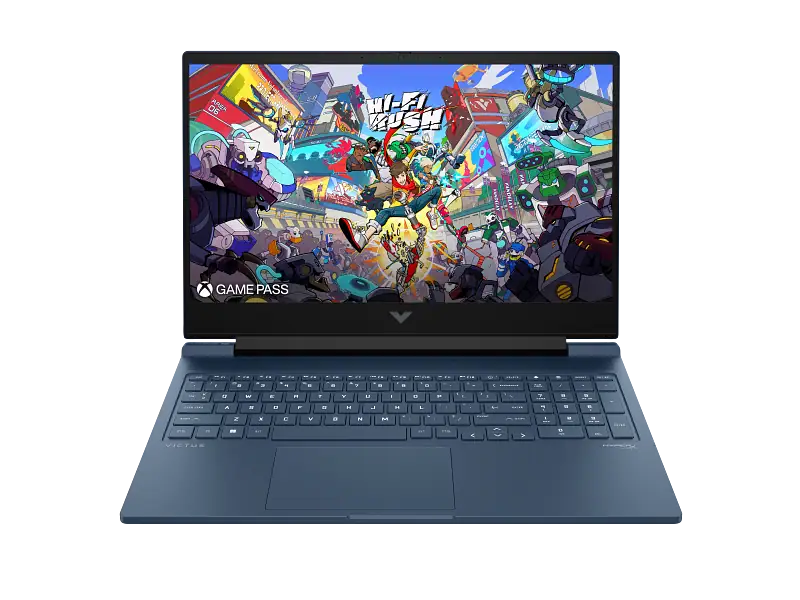 Ordinateur portable gaming avec écran affichant un jeu vidéo d'action coloré, technologie avancée, idéal pour les gamers, configuré pour une performance optimale, destiné aux amateurs de jeux vidéo.