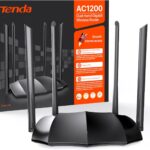 AC1200 routeur Wi-Fi dual-band Tenda, modem sans fil avec plusieurs antennes pour une connexion Internet rapide et stable. Idéal pour la maison et le Bureau, compatible avec IPv6.