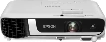 Projecteur Epson blanc pour salles de réunion et home cinéma, haute résolution et connectivité, parfait pour un usage professionnel ou personnel, livraison rapide africaine.