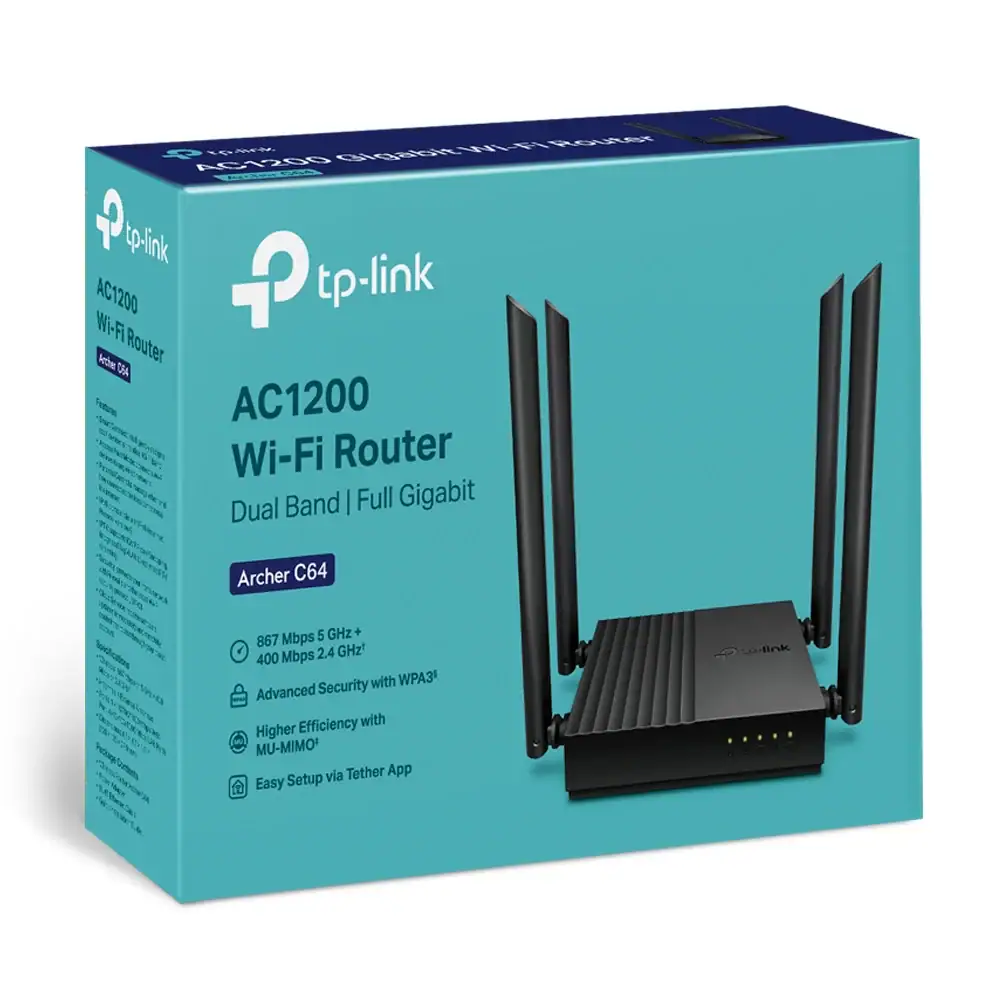 AC1200 routeur Wi-Fi double bande, haute performance, sécurité avancée et facilité d'installation, parfait pour établir une connexion internet fiable et rapide.