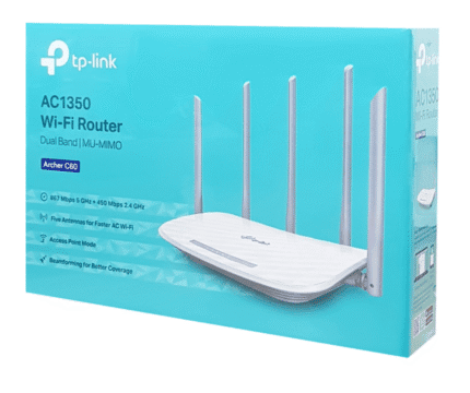 AC1350 routeur Wi-Fi TP-Link, nouvelle technologie dual-band, couverture améliorée avec cinq antennes, vitesse jusqu’à 867 Mbps 5 GHz, idéal pour la maison ou bureau, configuration facile.