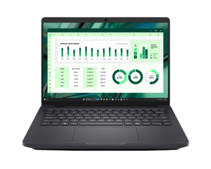 Bilan financier et données commerciales sur un ordinateur portable pour DestockAfric, plateforme de déstockage en Afrique.