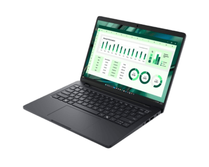 Analyse de données financières sur un ordinateur portable avec graphiques et indicateurs, représentant des outils de gestion d'entreprise modernes et performants.