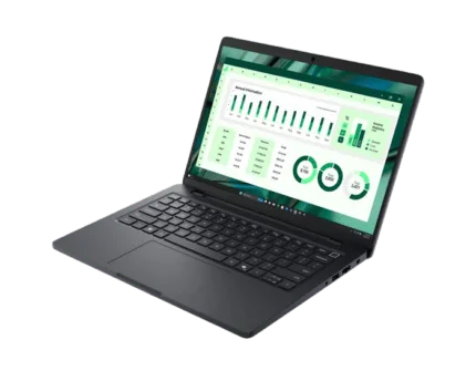 Analyse de données financières sur un ordinateur portable avec graphiques et indicateurs, représentant des outils de gestion d'entreprise modernes et performants.