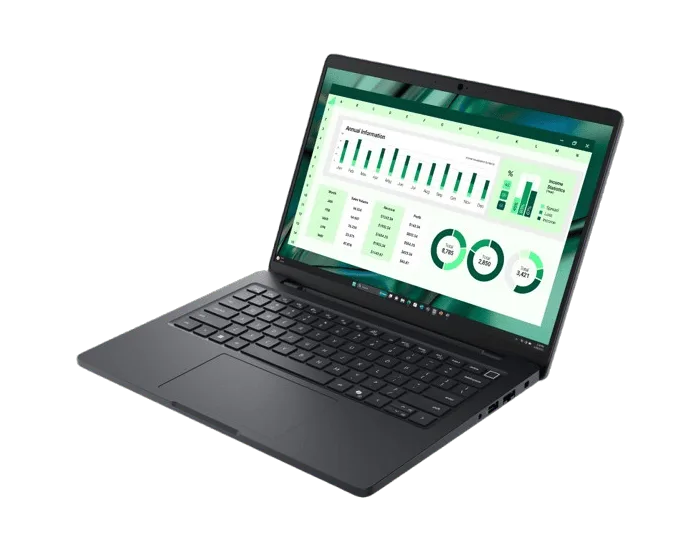 Analyse de données financières sur un ordinateur portable avec graphiques et indicateurs, représentant des outils de gestion d'entreprise modernes et performants.