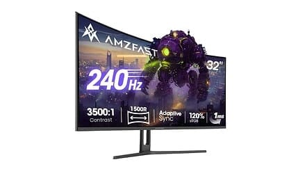 Moniteur gaming 32 pouces avec écran 240Hz, résolution 1920x1080, contraste 3500:1, temps de réponse 1ms, compatible Adaptive Sync, idéal pour jeux vidéo et bureautique.